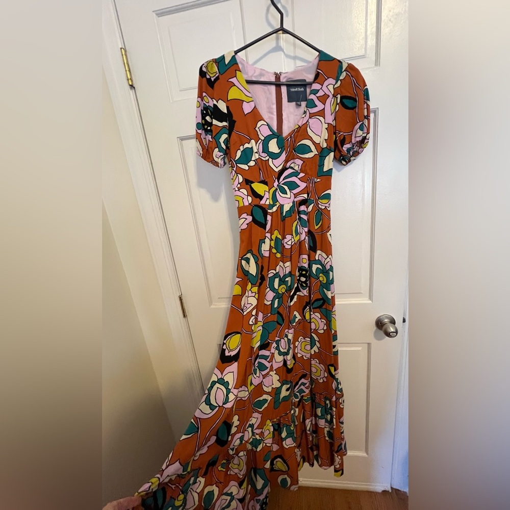 ModCloth orange floral maxi dress, xxs